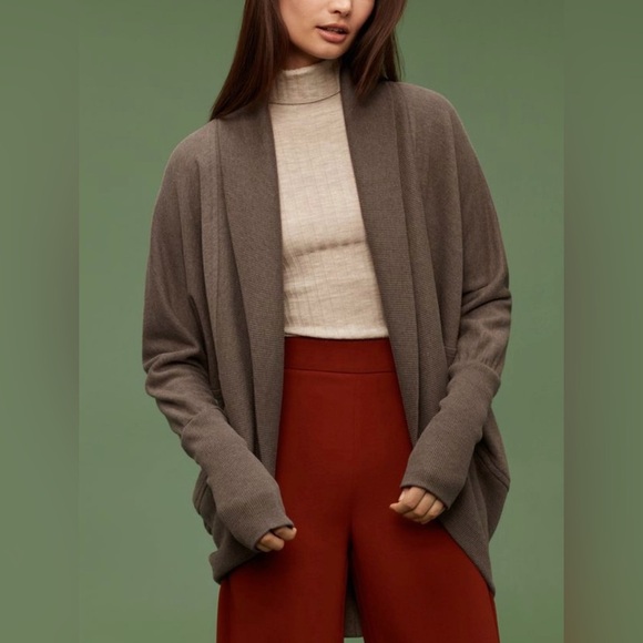 Wilfred by Aritzia “Diderot” Open-Front Long Sleeve Brown Cardigan SIZE M - Picture 1 of 9